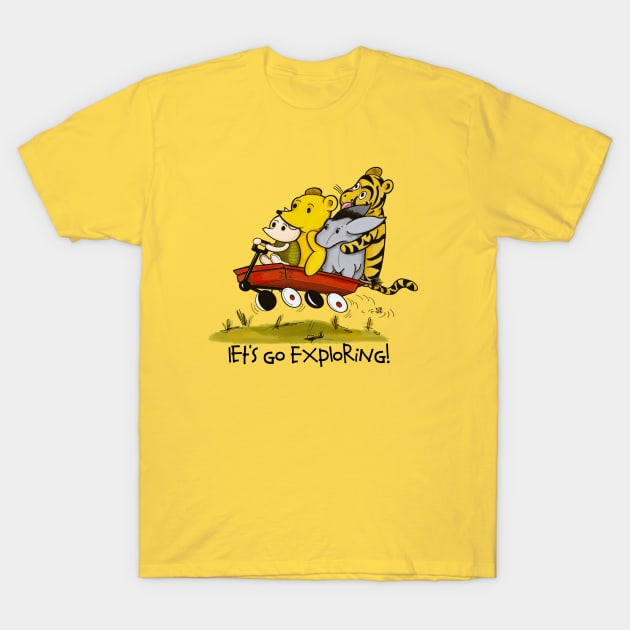 Let's Go Exploring with Classic Winnie the Pooh, Piglet, Eeyore and Tigger too! T-Shirt by Alt World Studios